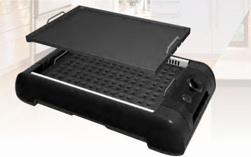 Крытый черный гриль 220V 1200W ультракрасный бездымный с 2 плитами